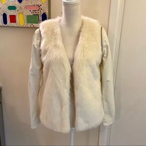✨Like New!  C. Luce Faux Fur and Faux Leather Convertible Jacket and Vest